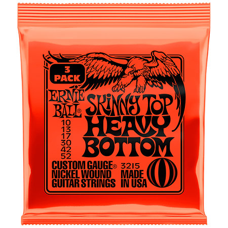 Ernie Ball 3215 Skinny Top Heavy Bottom 10-52 Pack de 3