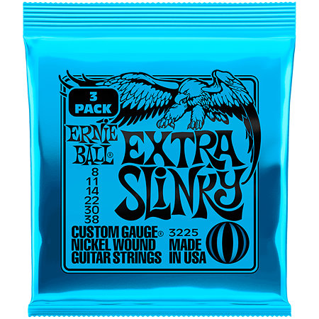 3225 Extra Slinky 8-38 Pack de 3 Ernie Ball