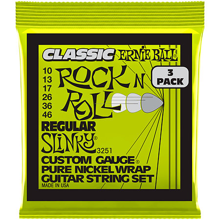 3251 Classic RnR Regular Slinky 10-46 Pack de 3 Ernie Ball