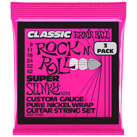 3253 Classic RnR Super Slinky 9-42 Pack de 3 Ernie Ball