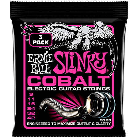3723 Cobalt Super Slinky 9-42 Pack de 3 Ernie Ball