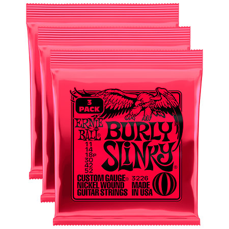 Ernie Ball 3226 Burly Slinky 11-52 Pack de 3