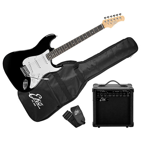 Pack EG11 S300 Black : Guitare Électrique + Ampli + Accessoires EKO