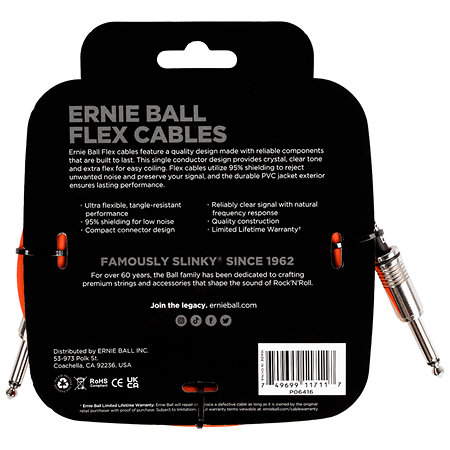 Ernie Ball 6416 Câble Flex 3m Orange