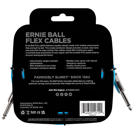 Ernie Ball 6417 Câble Flex 6m Bleu