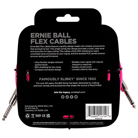 Ernie Ball 6418 Câble Flex 6m Rose