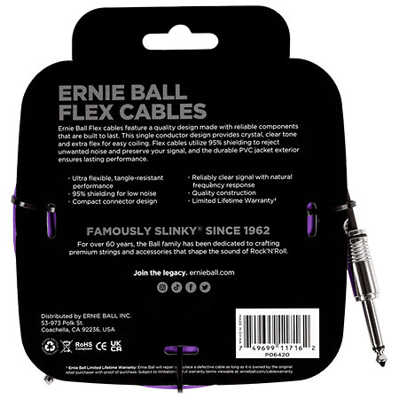 Ernie Ball 6420 Câble Flex 6m Violet