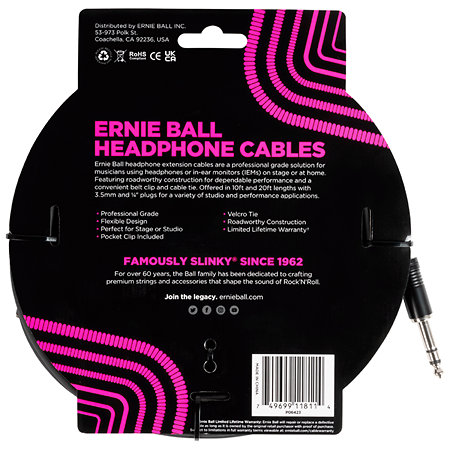 Ernie Ball 6423 Jack vers Mini Jack 6m