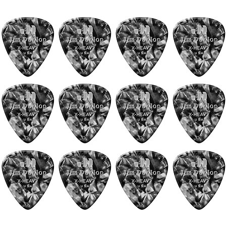 Dunlop 483P02EXH Celluloïd Noir Pearloid Extra Heavy Pack de 12