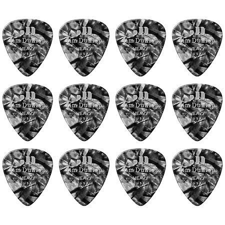 Dunlop 483P02H Celluloïd Noir Pearloid Heavy Pack de 12