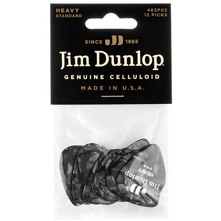 483P02H Celluloïd Noir Pearloid Heavy Pack de 12 Dunlop