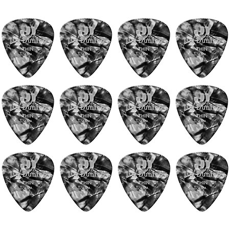 483P02TH Celluloïd Noir Pearloid Thin Pack de 12 Dunlop