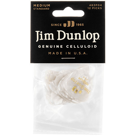 483P04MD Celluloïd Perloid Blanc Medium Pack de 12 Dunlop