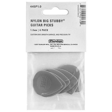 445P10 Nylon Big Stubby 1,00 mm Sachet de 6 Dunlop