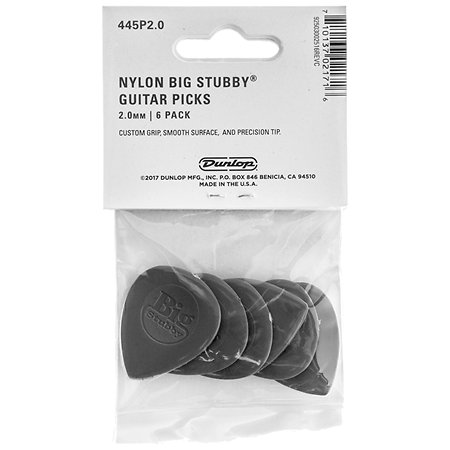 445P20 Nylon Big Stubby 2,00 mm Sachet de 6 Dunlop