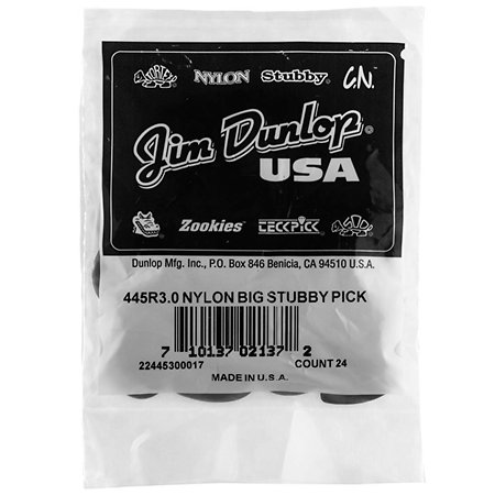 445R300 Nylon Big Stubby 3,00 mm Sachet de 24 Dunlop