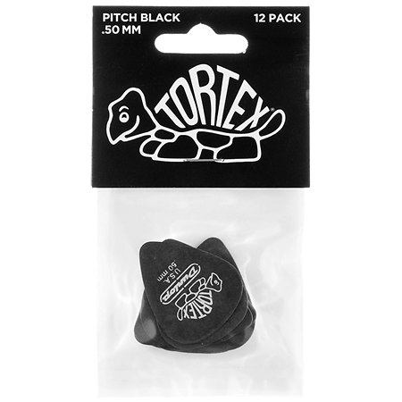 488P50 Tortex Pitch Black 0,50 mm Sachet de 12 Dunlop