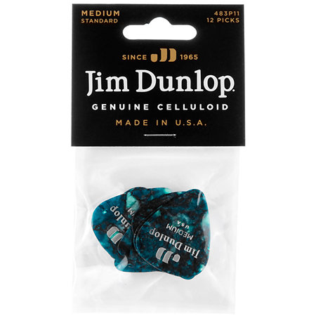 483P11M Genuine Celluloid Classic, Perloid turquoise, Medium, x12 Dunlop