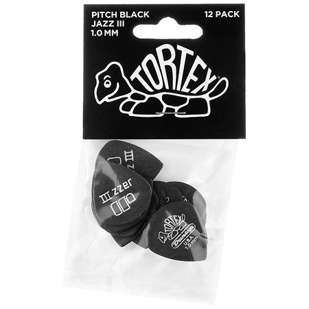 482P100 Tortex Pitch Black Jazz III 1,00 mm Sachet de 12 Dunlop