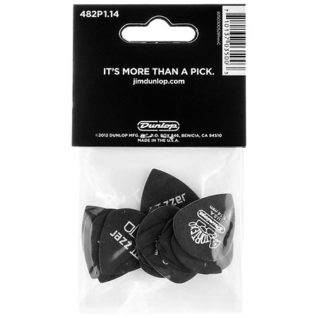 482P114 Tortex Pitch Black Jazz III 1,14 mm Sachet de 12 Dunlop