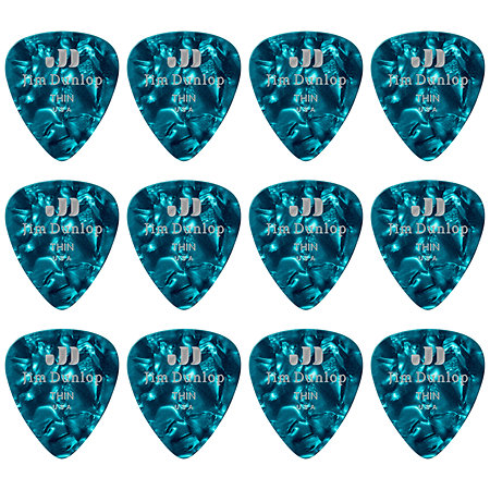 Dunlop 483P11TH Genuine Celluloid Classic, Perloid turquoise, Thin, x12