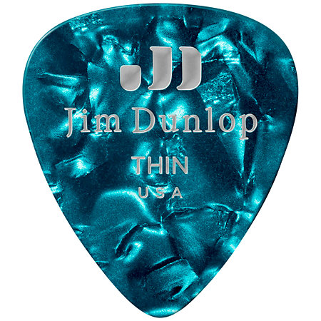 Dunlop 483P11TH Genuine Celluloid Classic, Perloid turquoise, Thin, x12