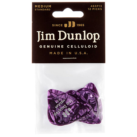 483P13M Genuine Celluloid Classic, Perloid violet, Medium, x12 Dunlop