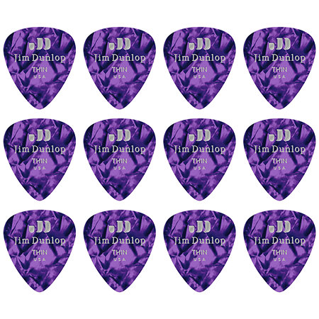 483P13TH Genuine Celluloid Classic, Perloid violet, Thin, x12 Dunlop