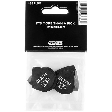 482P60 Tortex Pitch Black Jazz III 0,60 mm Sachet de 12 Dunlop