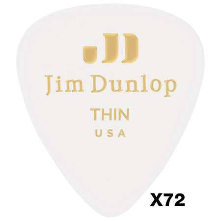 Dunlop 483R01TH Genuine Celluloid Classic Blanc Thin x72