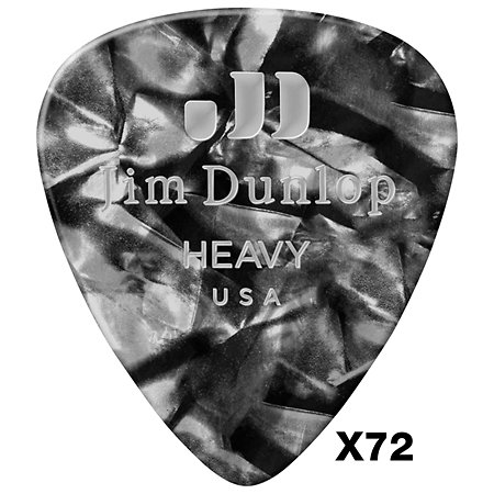 Dunlop 483R02H Genuine Celluloid Classic Perloid noir Heavy x72