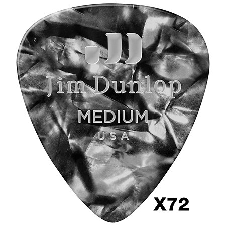 Dunlop 483R02M Genuine Celluloid Classic Perloid noir Medium x72