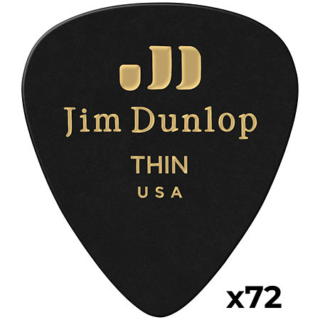 Dunlop 483R03TH Genuine Celluloid Classic Noir Thin x72