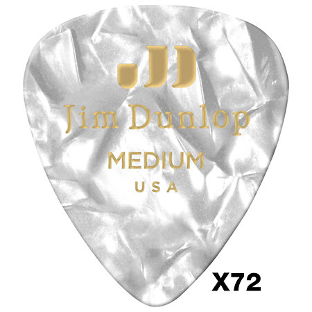 Dunlop 483R04MD Genuine Celluloid Classic Perloid blanc Medium x72