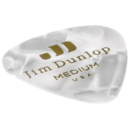 483R04MD Genuine Celluloid Classic Perloid blanc Medium x72 Dunlop