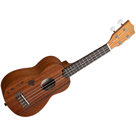 Kala KA-15 Soprano Mahogany motif Hawaiian island et tattoo + housse