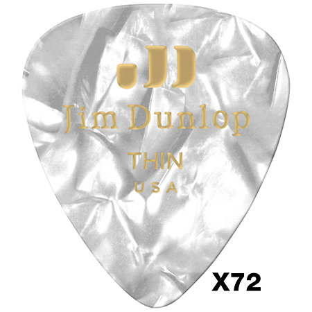 Dunlop 483R04TH Genuine Celluloid Classic Perloid blanc Thin x72