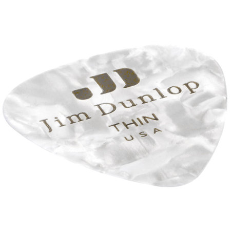 483R04TH Genuine Celluloid Classic Perloid blanc Thin x72 Dunlop