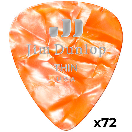 Dunlop 483R08TH Genuine Celluloid Classic Perloid orange Thin x72