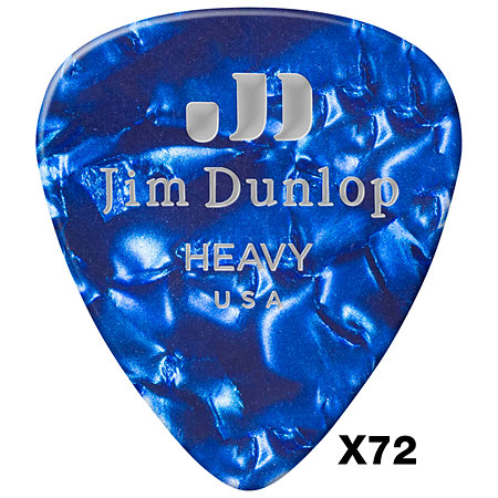 Dunlop 483R10H Genuine Celluloid Classic Perloid bleu Heavy x72