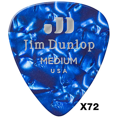 Dunlop 483R10M Genuine Celluloid Classic Perloid bleu Medium x72