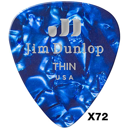 Dunlop 483R10TH Genuine Celluloid Classic Perloid bleu Thin x72