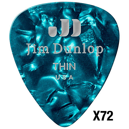 Dunlop 483R11TH Genuine Celluloid Classic, Perloid turquoise, Thin, x72