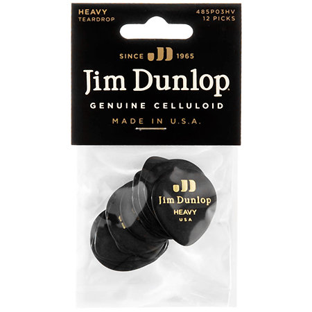 485P03HV Genuine Celluloid Teardrop Noir Heavy x12 Dunlop