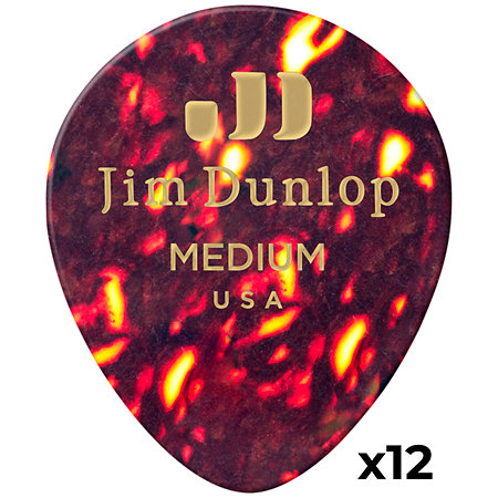 Dunlop 485P05MD Genuine Celluloid Teardrop Écaille Medium x12