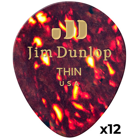 Dunlop 485P05TH Genuine Celluloid Teardrop Écaille Thin x12