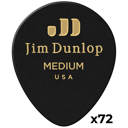 Dunlop 485R03MD Genuine Celluloid Teardrop Noir Medium x72