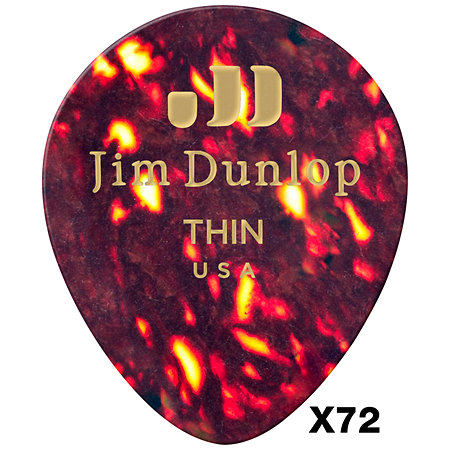 Dunlop 485R05TH Genuine Celluloid Teardrop Écaille Thin x72