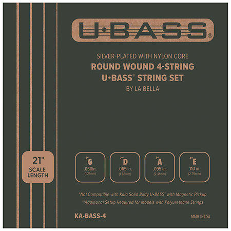 Silver-Plated Round Wound 4 Bass String Set Kala