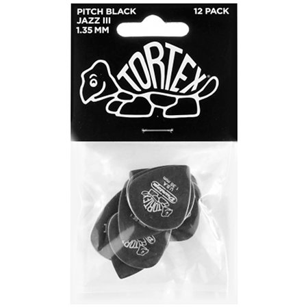 482P135 Tortex Pitch Black Jazz III 1,35 mm Sachet de 12 Dunlop